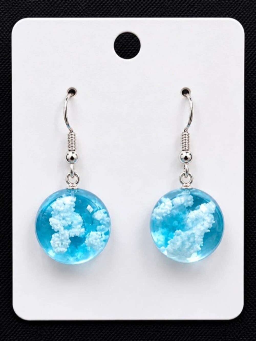 "Sky And Clouds" Bauble Drop Earrings Globe Dangle